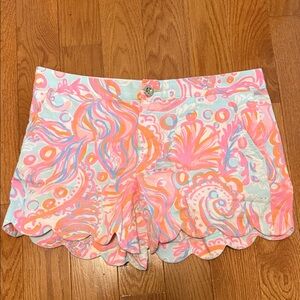 Lilly Pulitzer Pink & Pastel Scallop Hem Printed Shorts